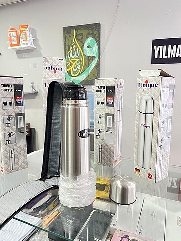 Beden Çelik 1 litre termus deri çantalı orijinal