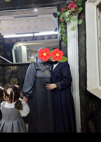 Uzun Kollu, Yüksek Yakalı Gri Tesettür Mezuniyet Elbisesi - Görsel 2