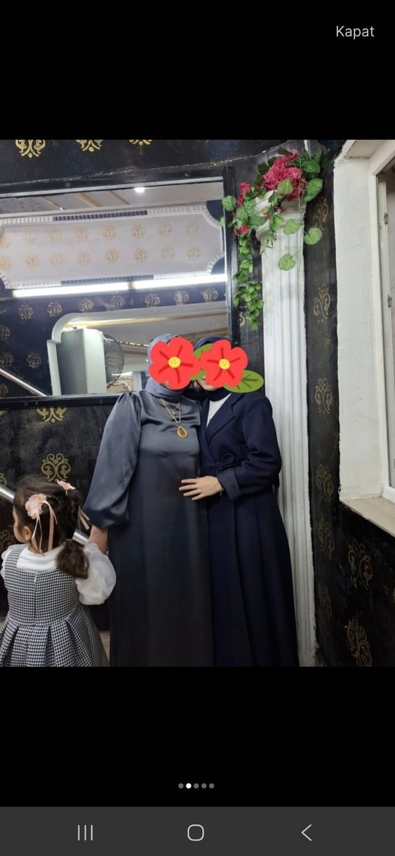 Uzun Kollu, Yüksek Yakalı Gri Tesettür Mezuniyet Elbisesi - Görsel 2