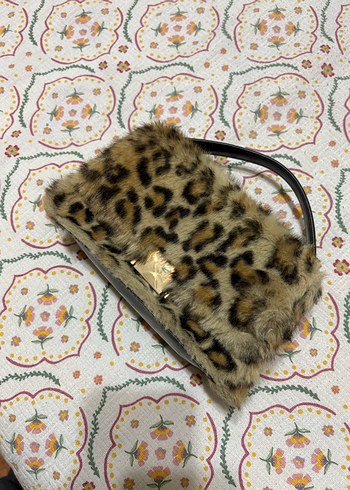 Beden Stradivarius Kahverengi Leopar Desenli Kürklü Kadın Çanta
