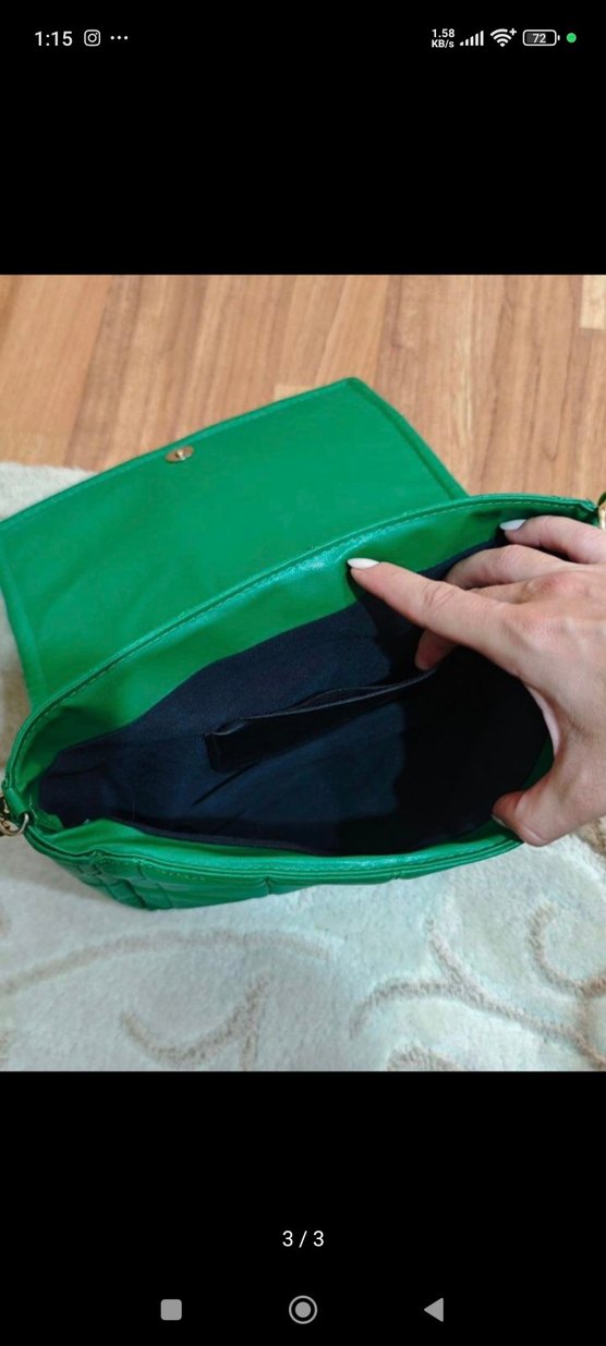 DeFacto Zincir Detaylı Parlak Yeşil Deri Kadın Çanta - Görsel 3