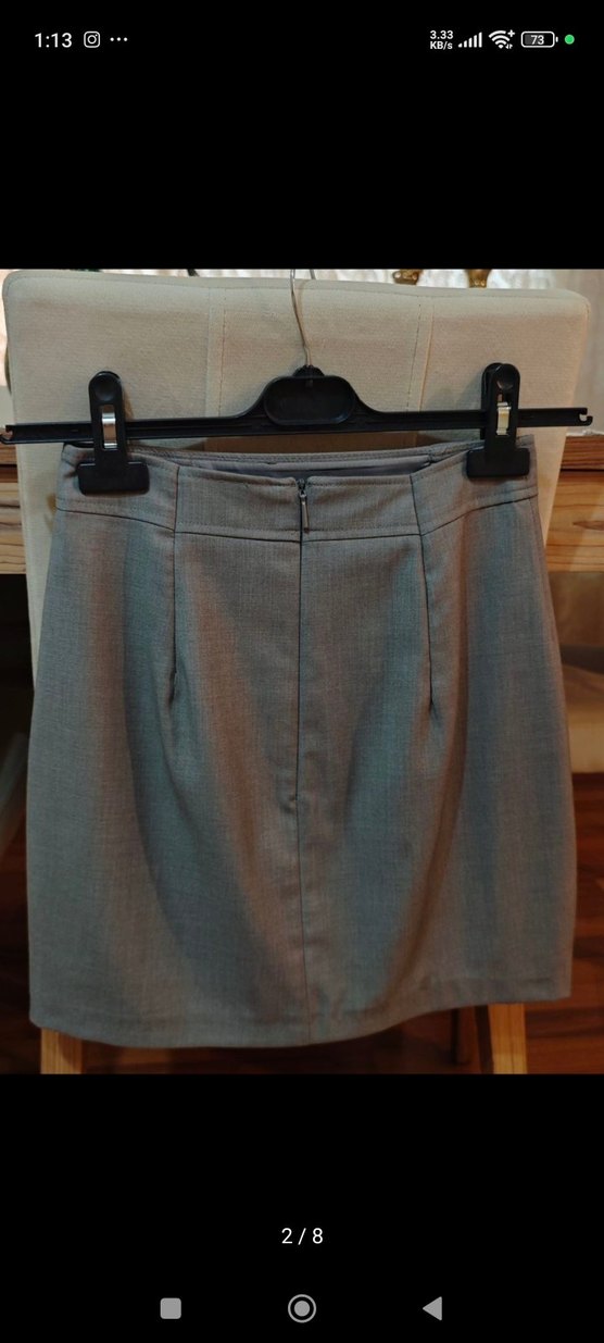 Mango Gri Kumaş Mini Etek - Görsel 5