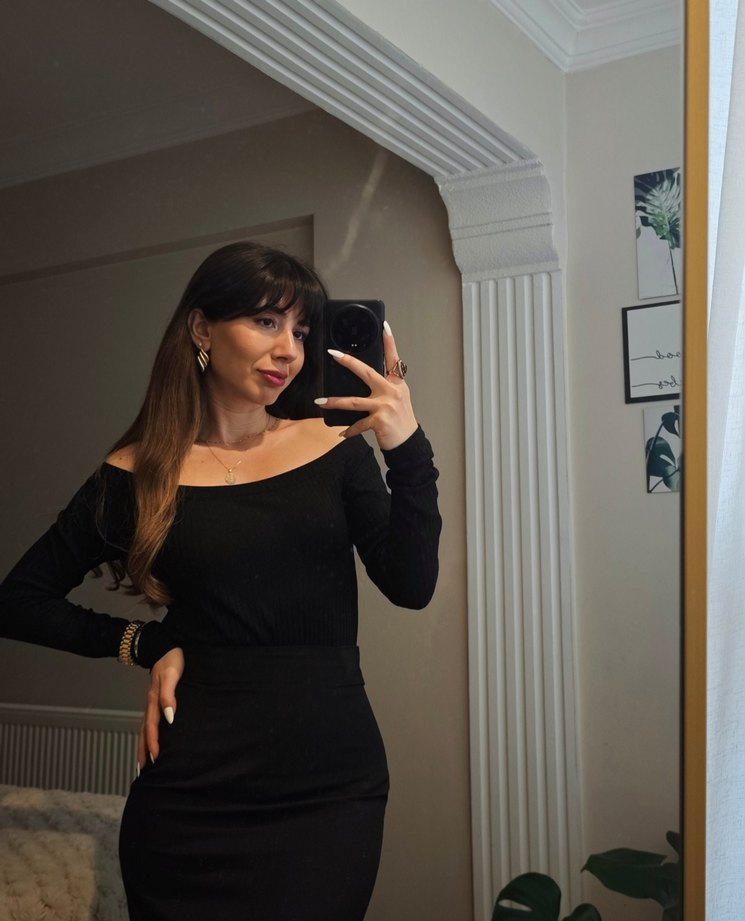 Lindex Koyu Siyah Omuz Açık Badi - Görsel 2