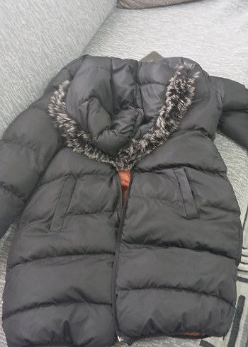 Kahverengi Suni Kürk Detaylı Uzun Kışlık Kadın Mont çift renk - Görsel 3