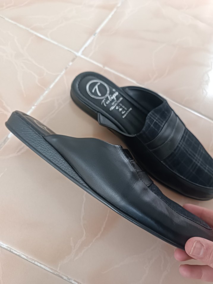 Kemer Detaylı Siyah Kareli Erkek Ev Terliği - Görsel 2