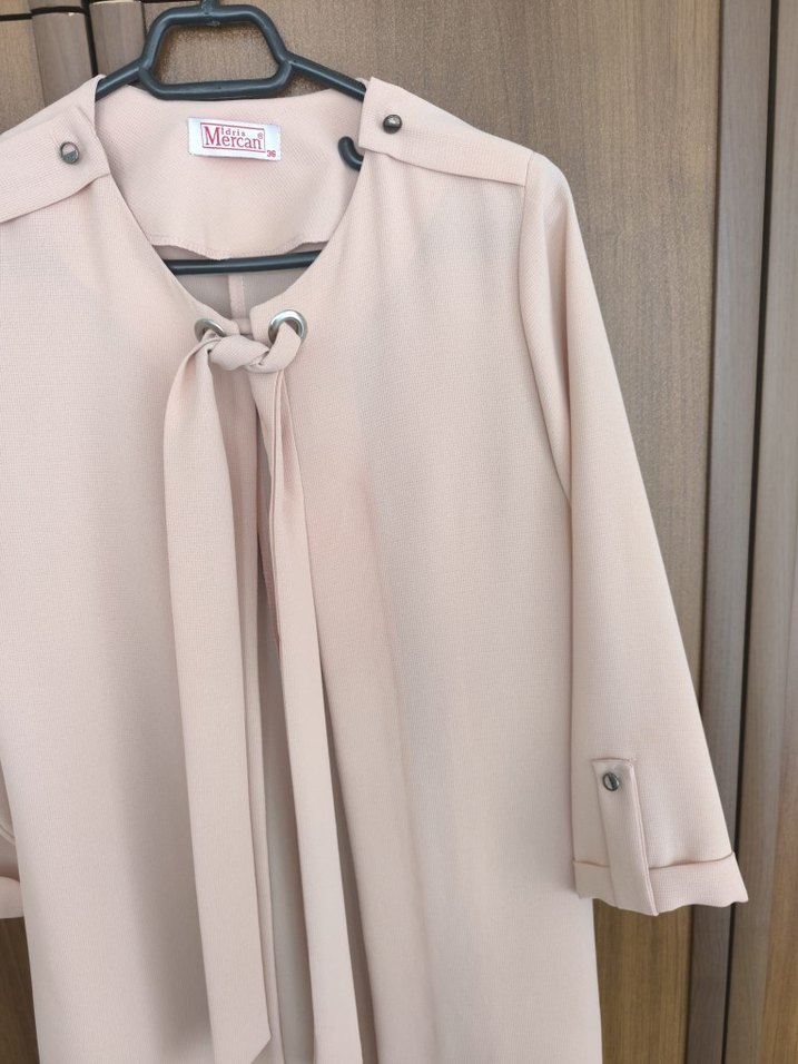 pudra pembesi Uzun Hamile Ofis Kabanı - Görsel 4