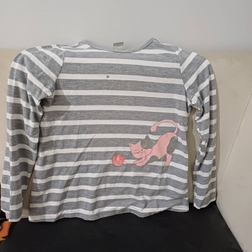 LCW Kız Çocuk Gri Pamuklu Uzun Kollu Tişört - Görsel 4