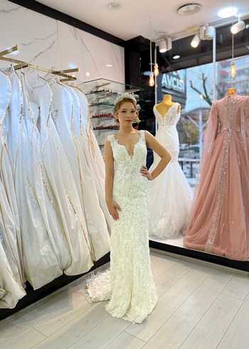 Gelinlik - Modern Klasik Beyaz Denizkızı Model - Görsel 2