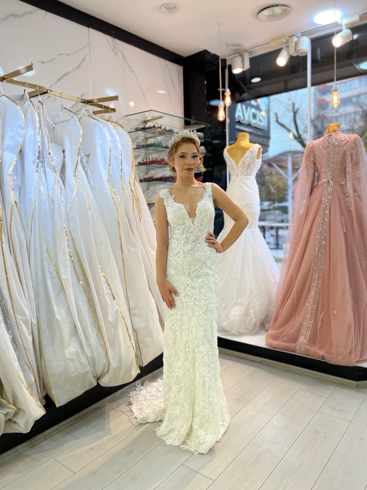 Gelinlik - Modern Klasik Beyaz Denizkızı Model - Görsel 2