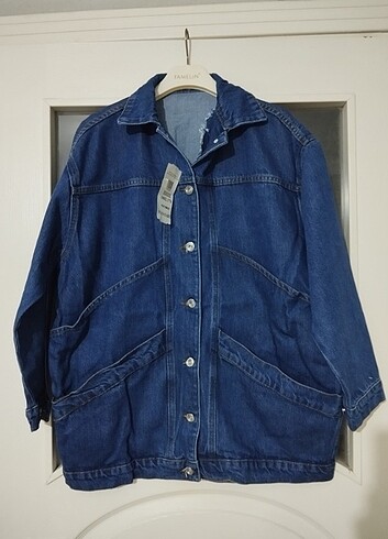 Diğer Oversize çift cepli kot ceket