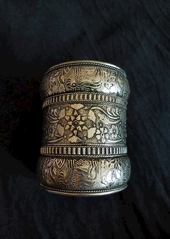American Vintage vintage desenli kalın silver bileklik bohem tarzı