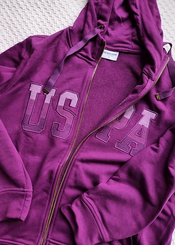 U.S Polo Assn. Mor Fermuarlı Kadın Sweatshirt