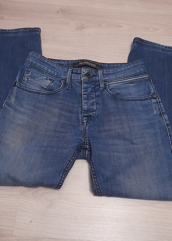 Düğmeli Mavi  Kot Pantolon - Görsel 2