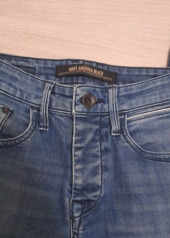 Düğmeli Mavi  Kot Pantolon - Görsel 3