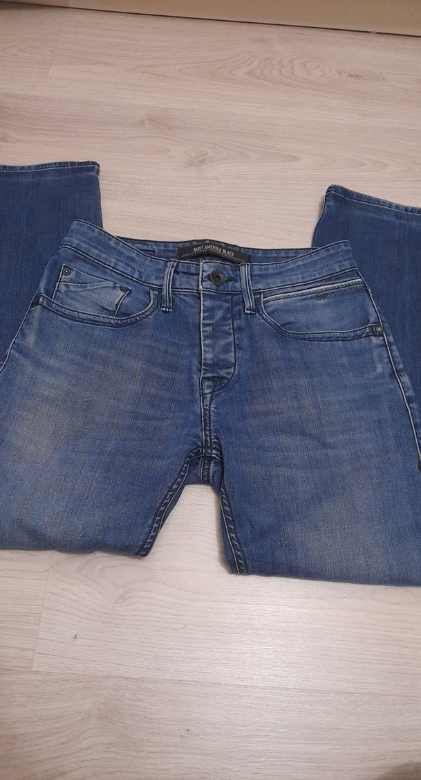 Düğmeli Mavi  Kot Pantolon - Görsel 2