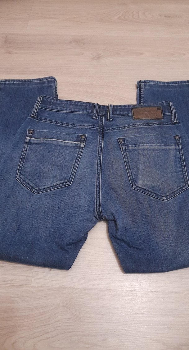 Düğmeli Mavi  Kot Pantolon - Görsel 5