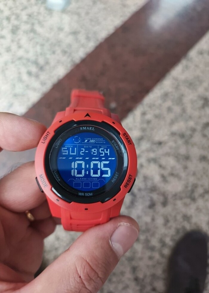 SMAEL DİJİTAL UNİSEX SAAT KIRMIZI RENK SUYA DAYANIKLI - Görsel 5