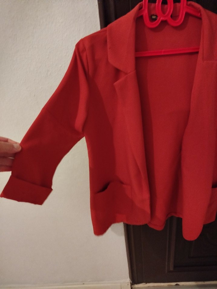 Kırmızı Midi Kadın Ceket - Görsel 3