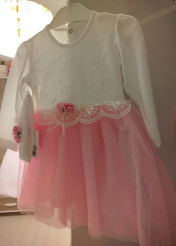 Pembe Dantel Detaylı Uzun Kollu Kız Elbisesi - Görsel 4