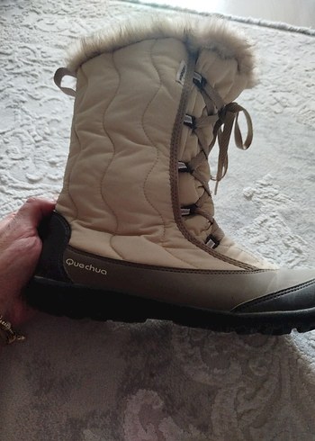 Quechua Orjinal bej Kürklü Kız Botu, Dolgu Topuklu