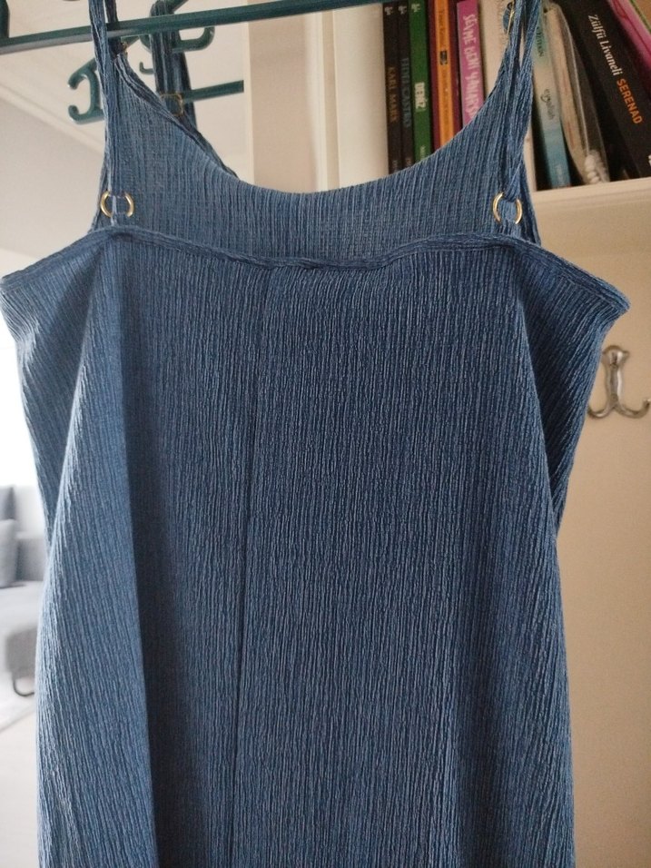 Kadın Lacivert Askılı Midi Elbise - Görsel 5