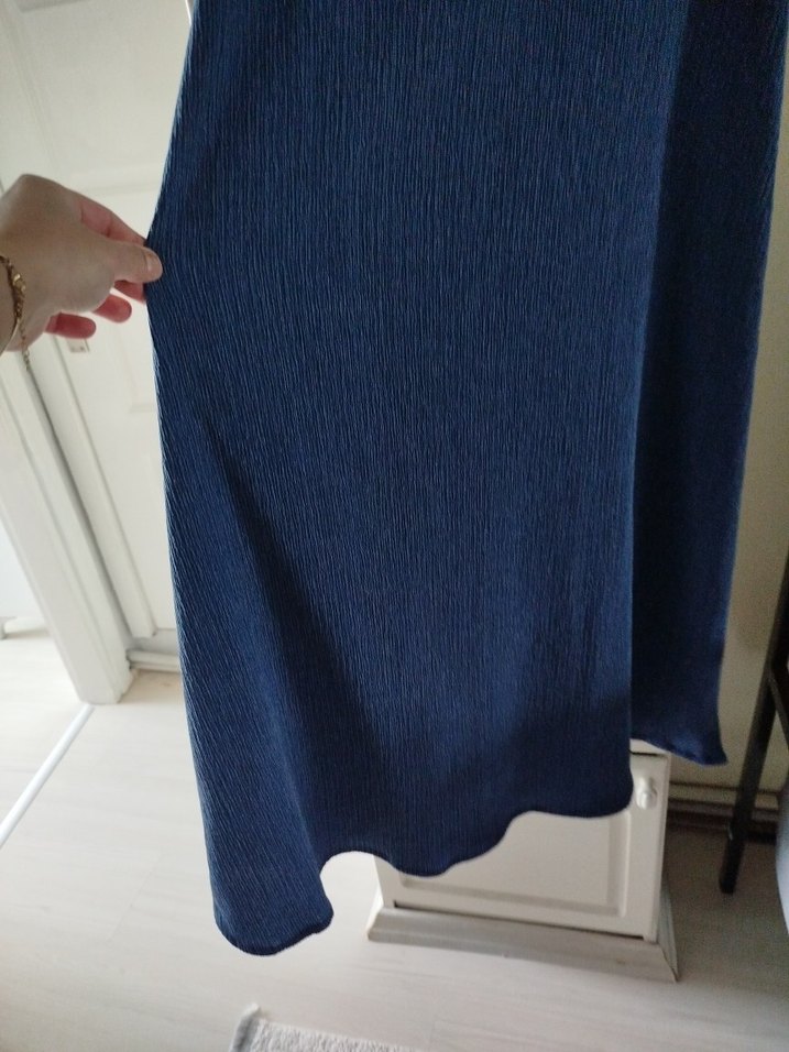 Kadın Lacivert Askılı Midi Elbise - Görsel 3