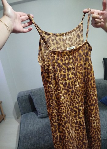 Leopar Desenli Elbise - Görsel 6