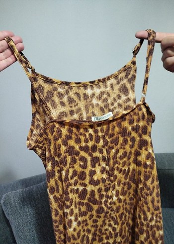 Leopar Desenli Elbise - Görsel 5