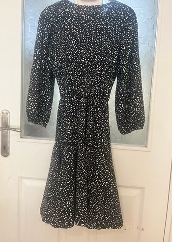 Siyah V Yaka Midi Elbise - Görsel 7