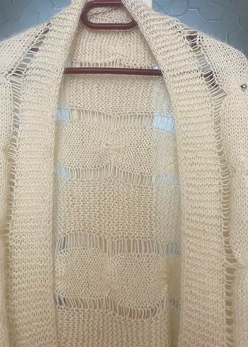 Beyaz Örgü Bohem Tarzı Kadın Şal - Görsel 2