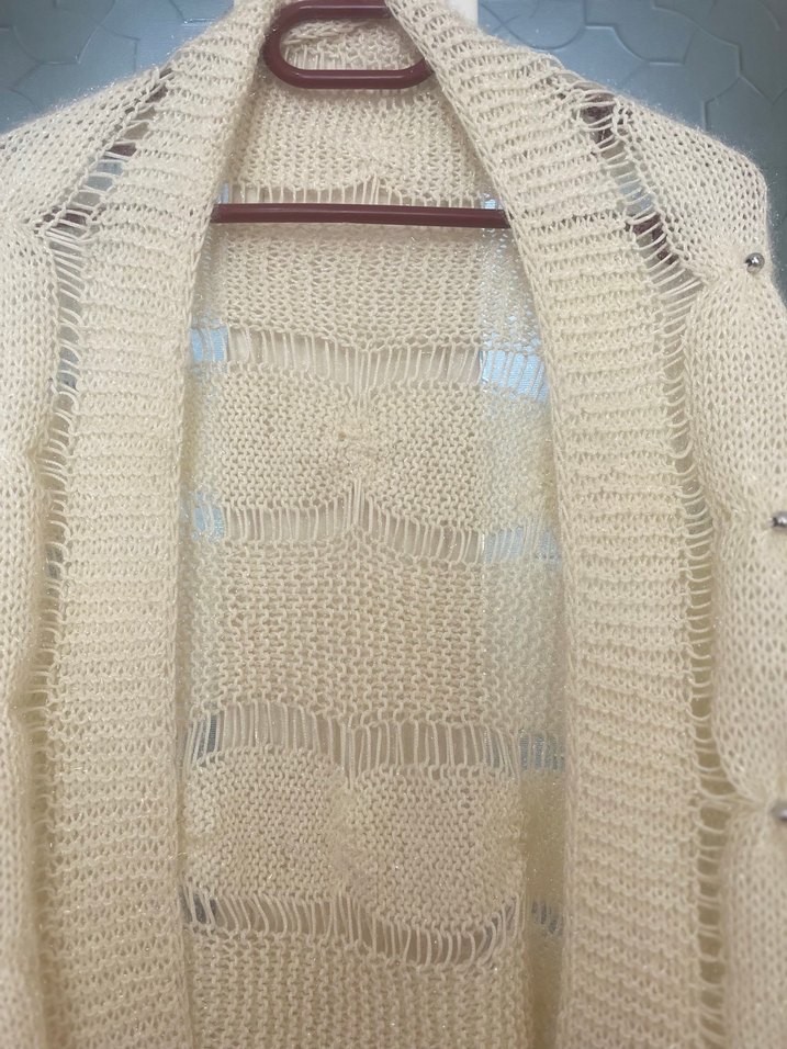 Beyaz Örgü Bohem Tarzı Kadın Şal - Görsel 2