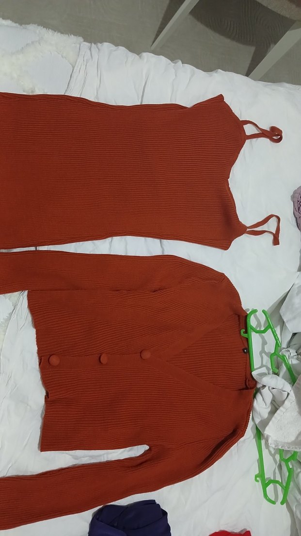 kiremit Triko Elbise hırka takim - Görsel 2