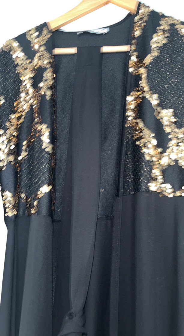 Zincir Detaylı İşlemeli Uzun Kollu Abiye Elbise - Görsel 3