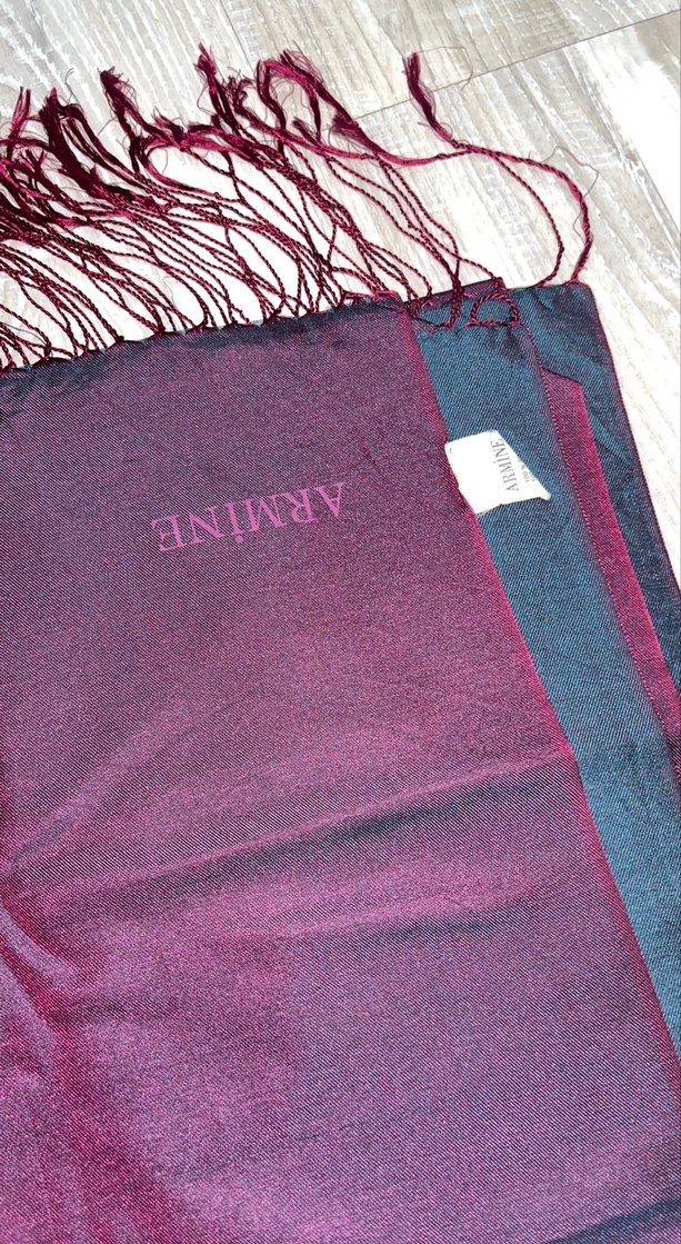 Bordo İpek Görünümlü Kadın Şal - Görsel 2