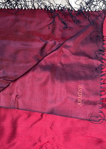 Bordo Parlak İpek Kadın Şal - Görsel 2