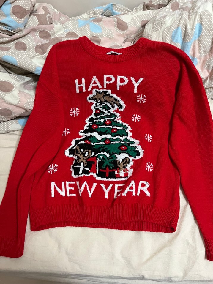 Kırmızı Desenli Kadın Triko Kazak - Görsel 2