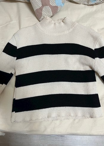 Boğazlı Çizgili Kadın Kazak - Görsel 2