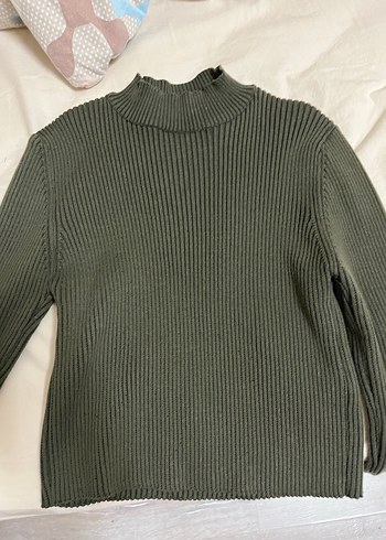 Kadın Haki Boğazlı Fitilli Kazak - Görsel 2