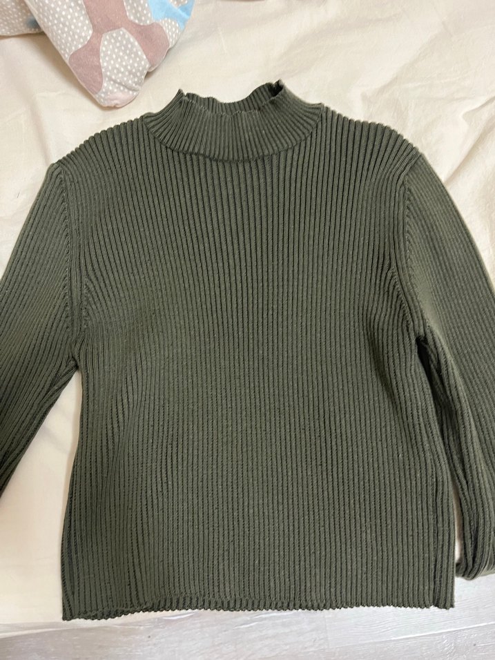 Kadın Haki Boğazlı Fitilli Kazak - Görsel 2