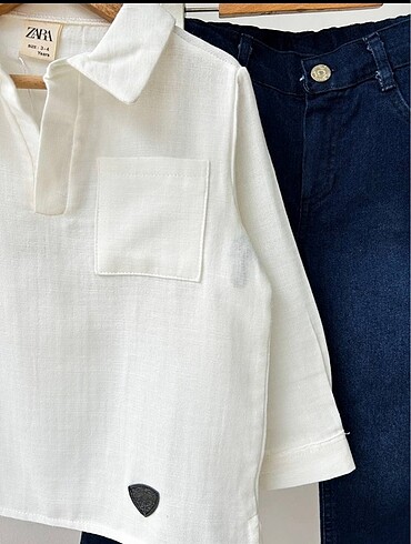 Zara Erkek Çocuk Gömlek Kot Pantolon Takım