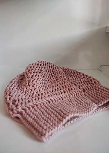 Pembe Örgü Kadın Bere - Görsel 3