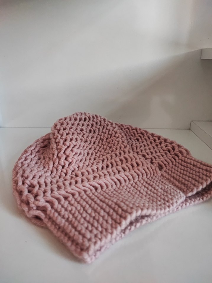 Pembe Örgü Kadın Bere - Görsel 3