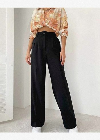 Kadın Siyah Pileli Palazzo Pant.. - Görsel 2