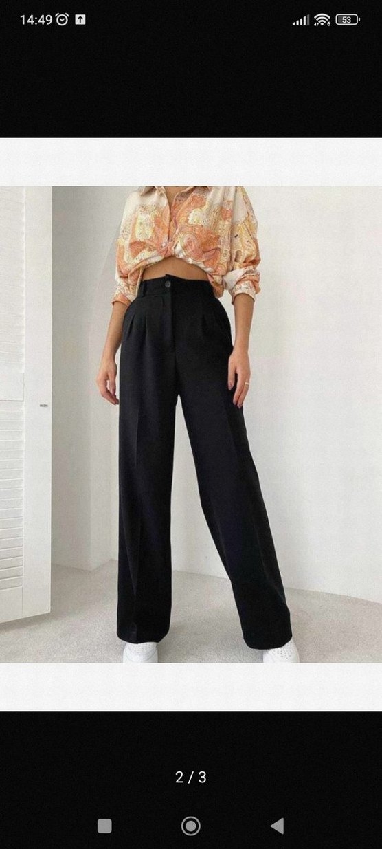 Kadın Siyah Pileli Palazzo Pant.. - Görsel 2