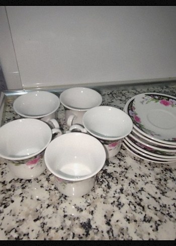 Çiçek Desenli Beyaz  Fincan takımı - Görsel 2