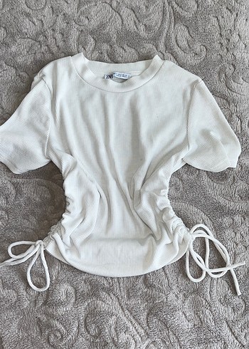 zara beyaz y2k lolita crop büzgülü