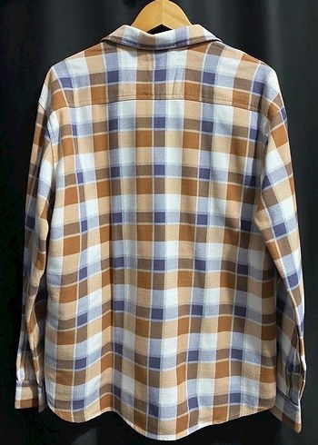 Vintage Turuncu-Lacivert Plaid Flannel - Görsel 2