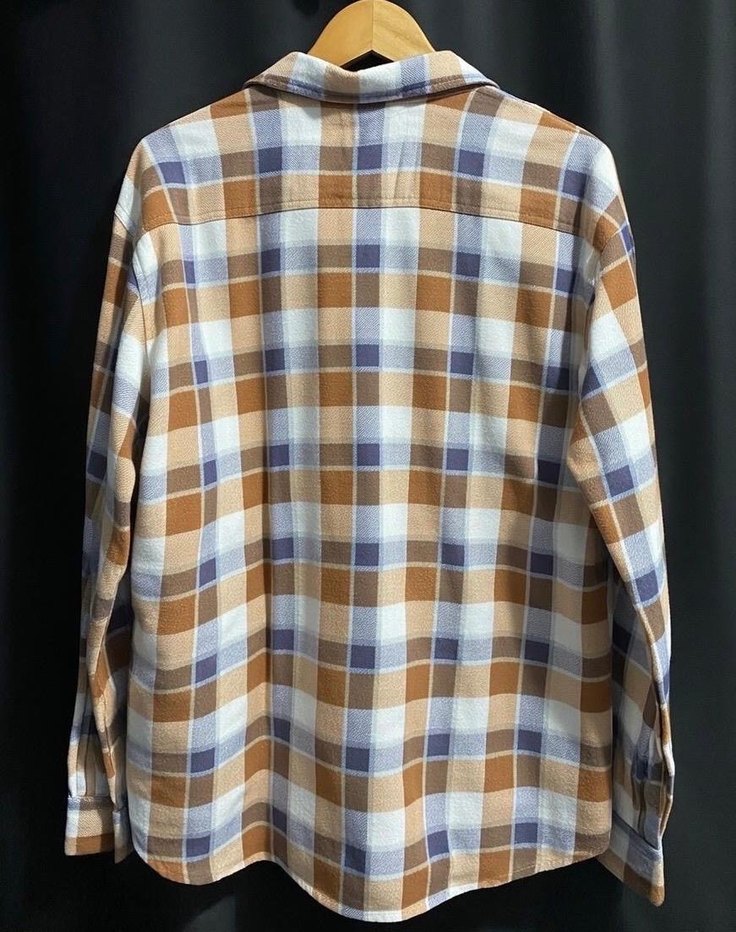 Vintage Turuncu-Lacivert Plaid Flannel - Görsel 2