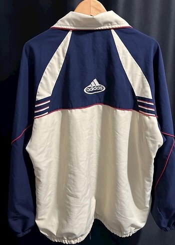 Krem-Lacivert-Kırmızı Renk Bloklu Vintage Adidas Ceket - Görsel 2