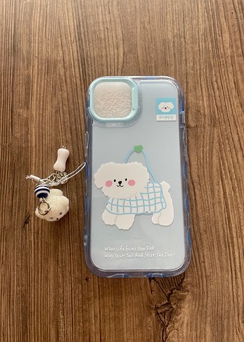 Iphone 13 Charmlı Şeffaf Mavi Pastel Telefon Kılıfı